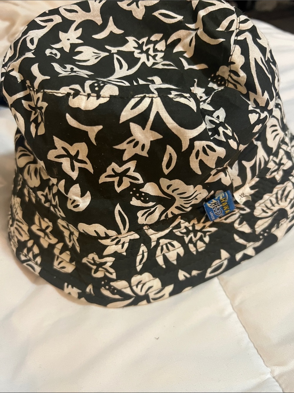 Hawaiian Head Wear Black & White Floral Bucket Hat